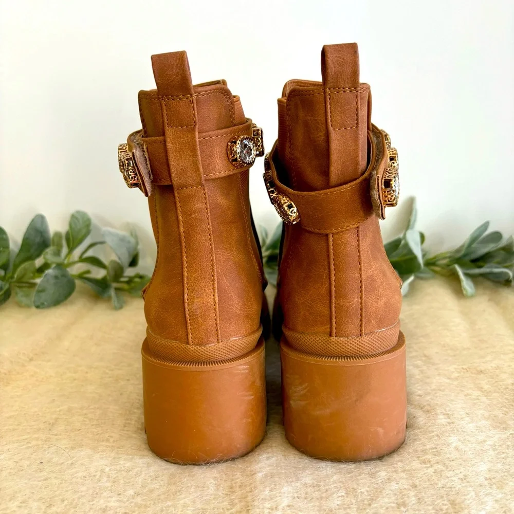 Mata Follow Me 2 Jeweled Strap Round Toe Lugged booties women size 9 - Picture 4 of 12